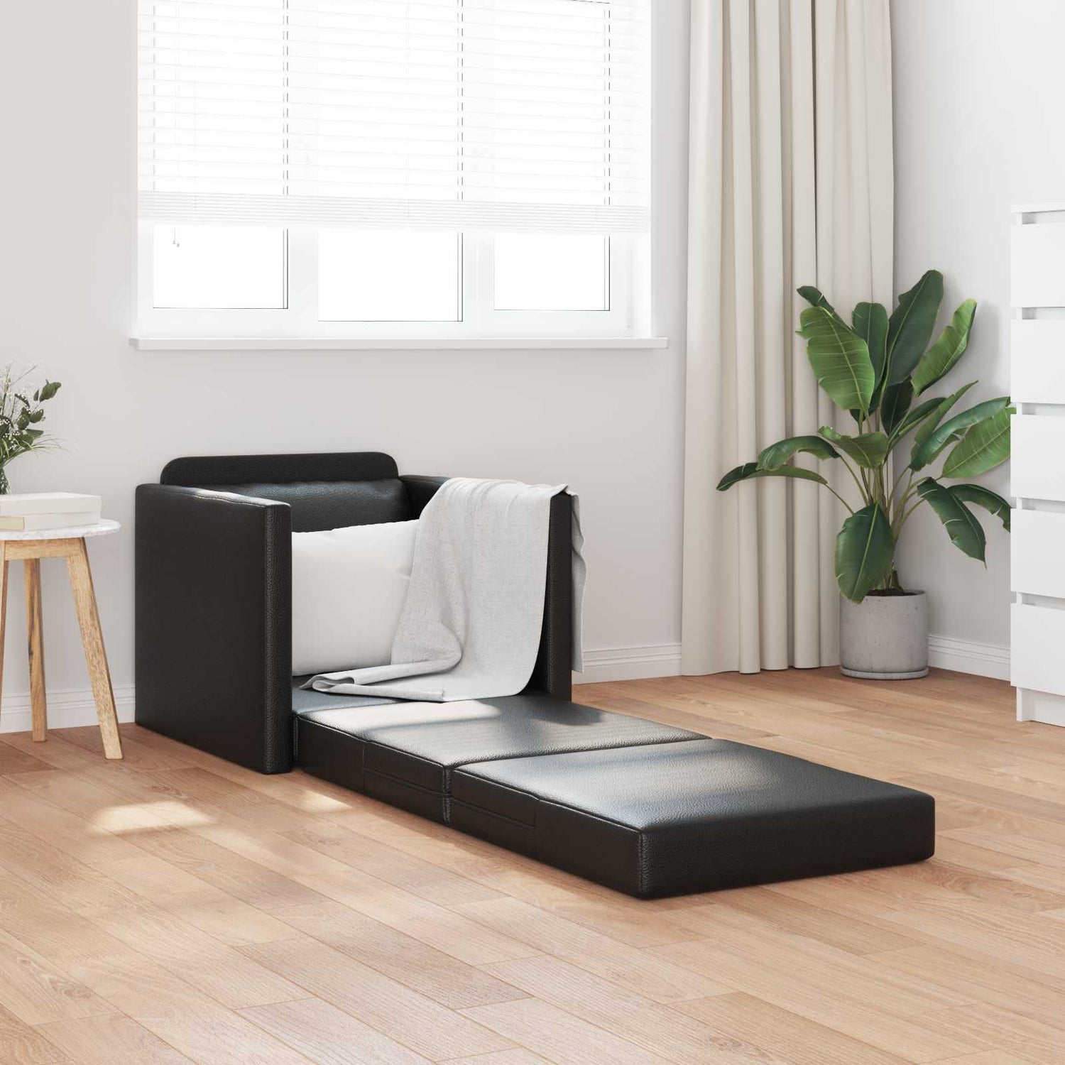 Sammenleggbar Sofa Seng Svart 74 X 77 X 81 Cm Pvc