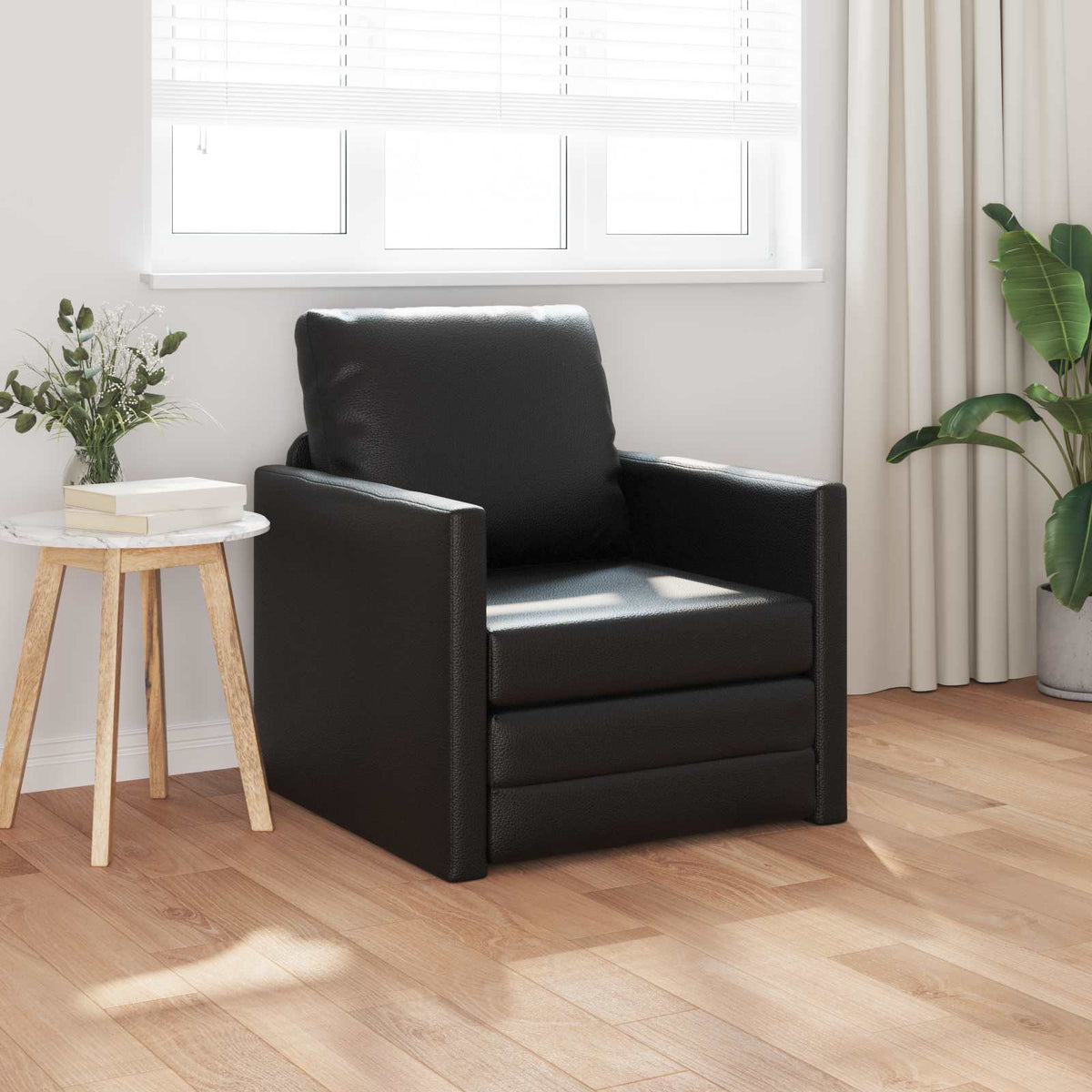 Sammenleggbar Sofa Seng Svart 74 X 77 X 81 Cm Pvc