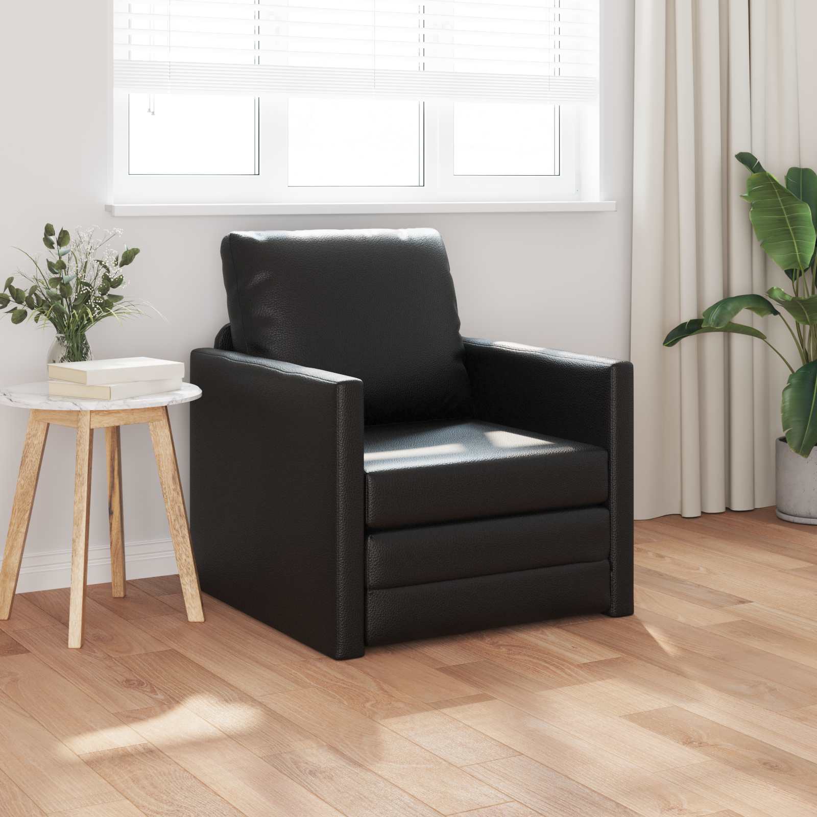 Sammenleggbar Sofa Seng Svart 74 X 77 X 81 Cm Pvc