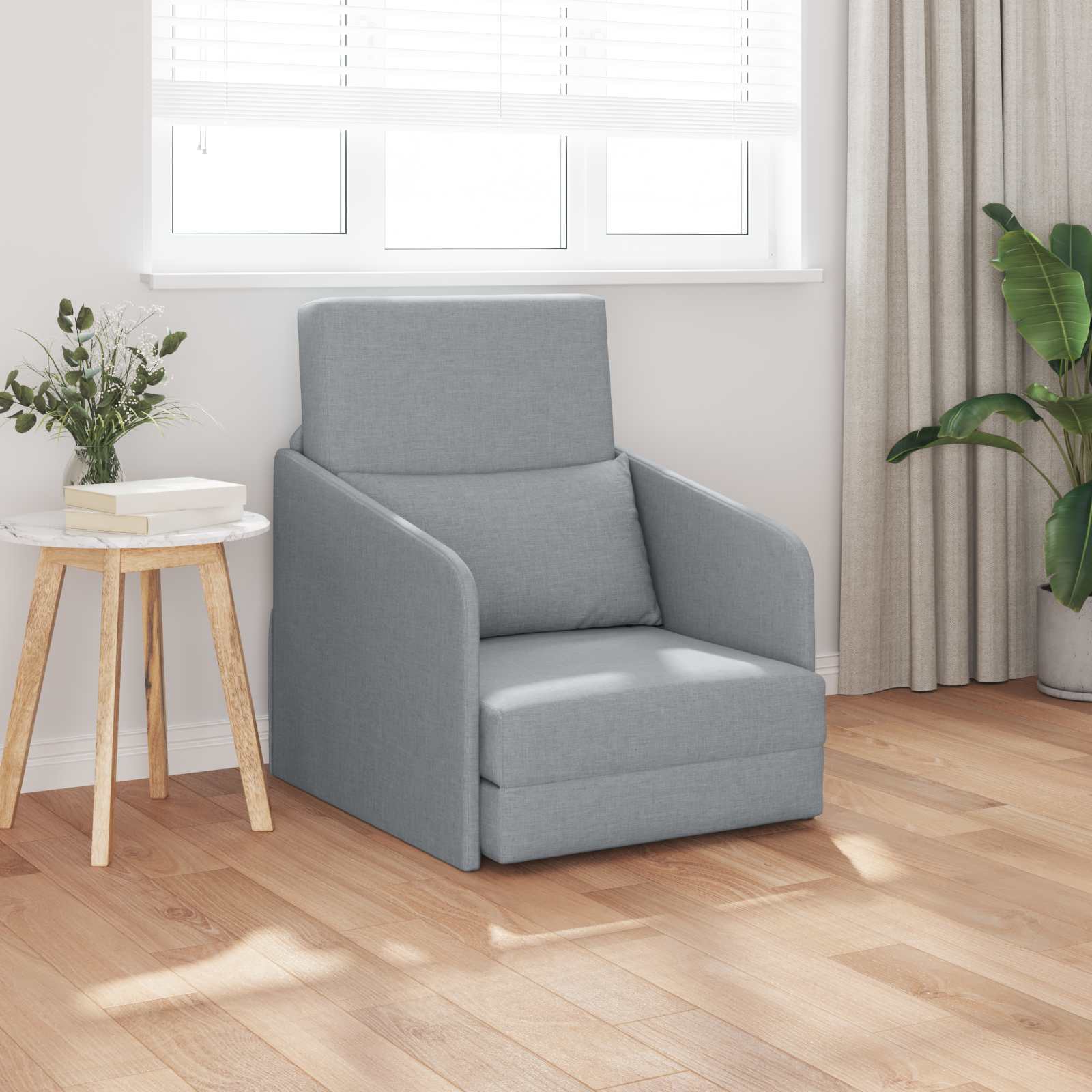 Sammenleggbar Sofa Seng Lysegrå 65 X 80 X 83 Cm Stoff