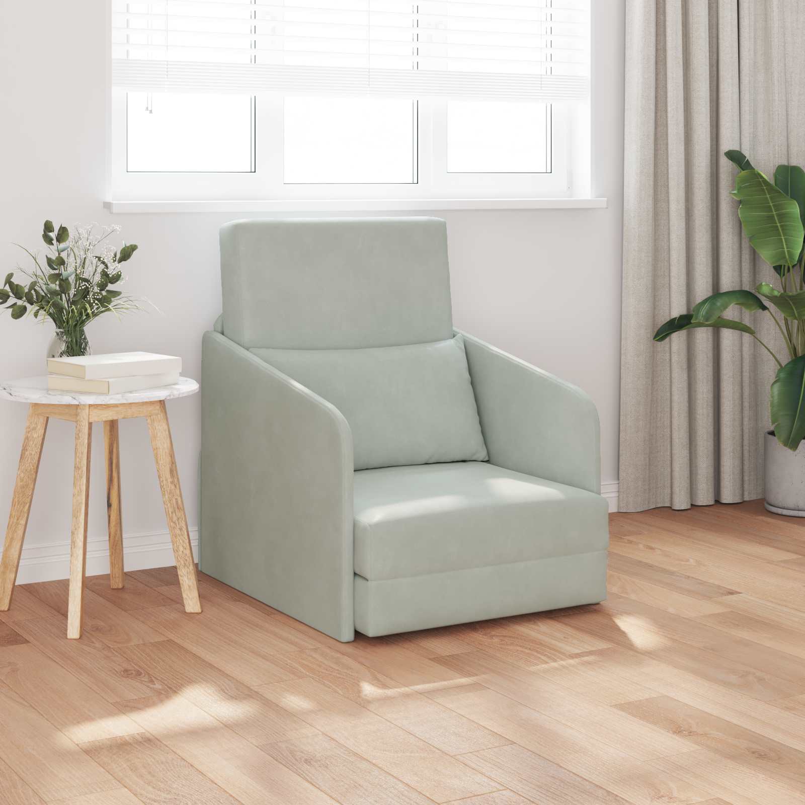 Sammenleggbar Sofa Seng Lysegrå 65 X 80 X 83 Cm Fløyel