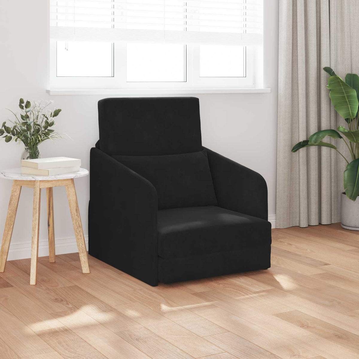 Sammenleggbar Sofa Seng Svart 65 X 80 X 83 Cm Fløyel