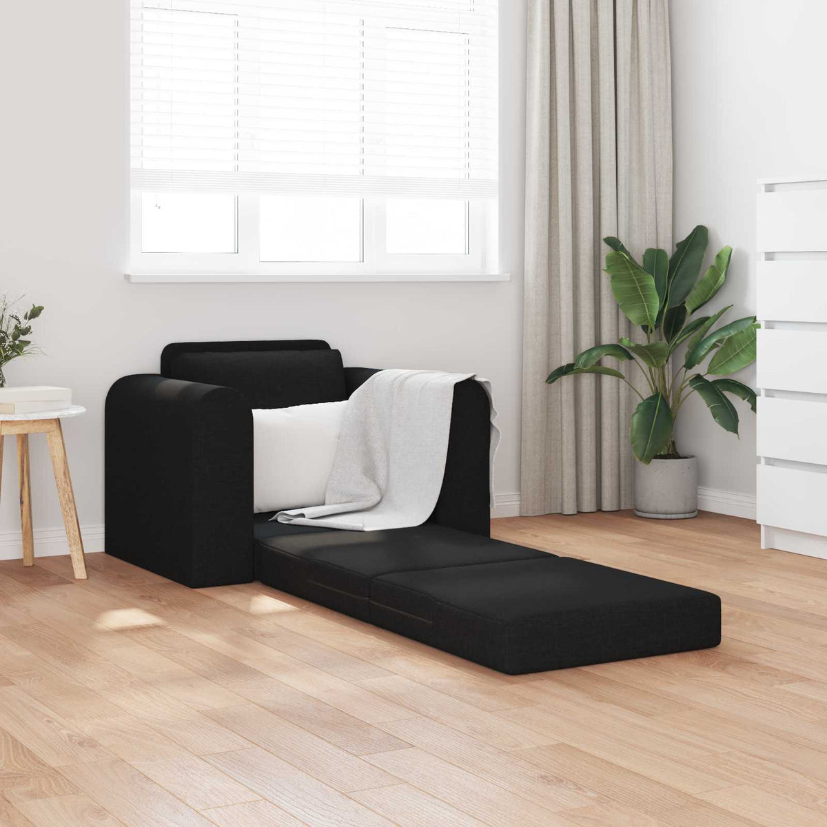 Sammenleggbar Sofa Seng Svart 98 X 71 X 83 Cm Stoff