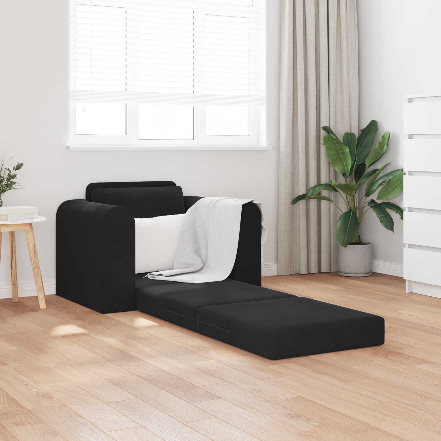 Sammenleggbar Sofa Seng Svart 98 X 71 X 83 Cm Fløyel
