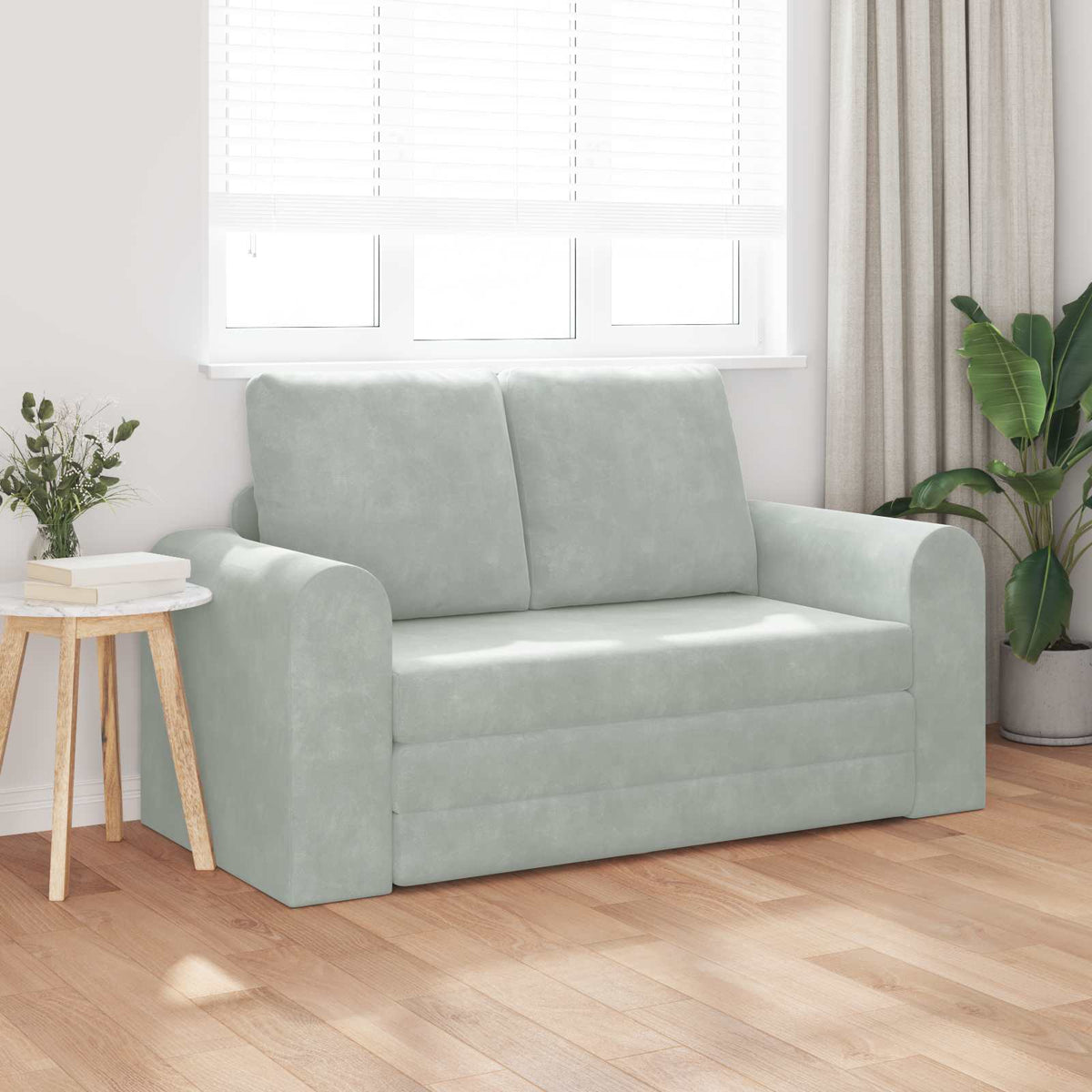 Sammenleggbar Sofa Seng Lysegrå 148 X 71 X 83 Cm Fløyel