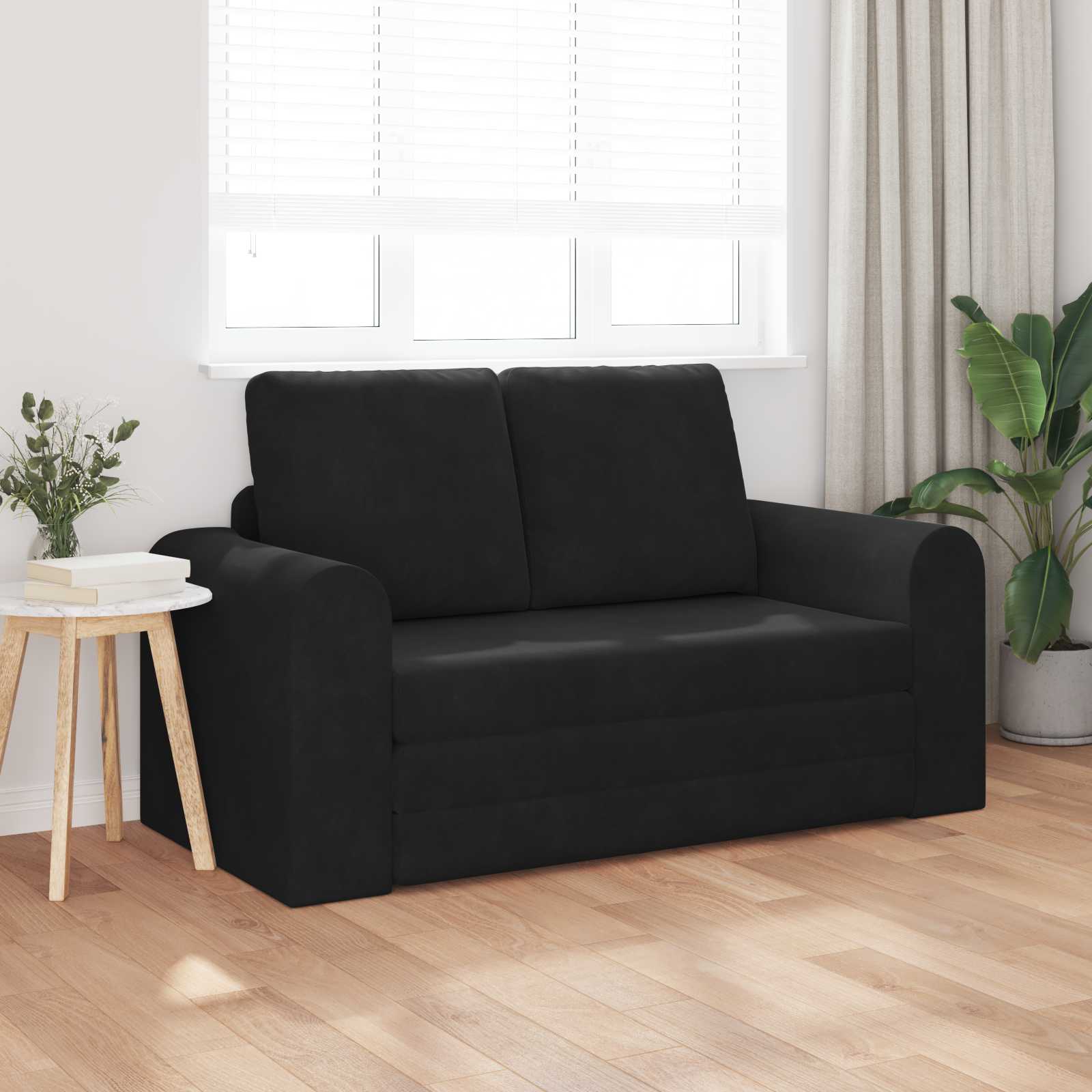 Sammenleggbar Sofa Seng Svart 148 X 71 X 83 Cm Fløyel