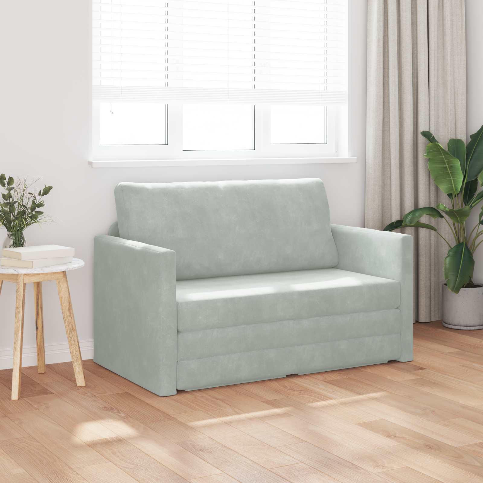 Sammenleggbar Sofa Seng Lysegrå 124 X 71 X 78 Cm Fløyel