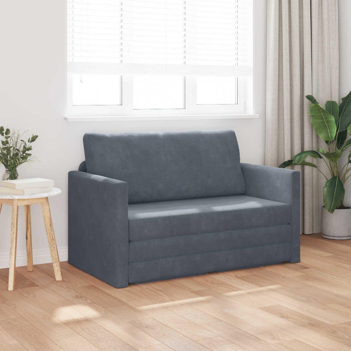 Sammenleggbar Sofa Seng Mørkegrå 124 X 71 X 78 Cm Fløyel