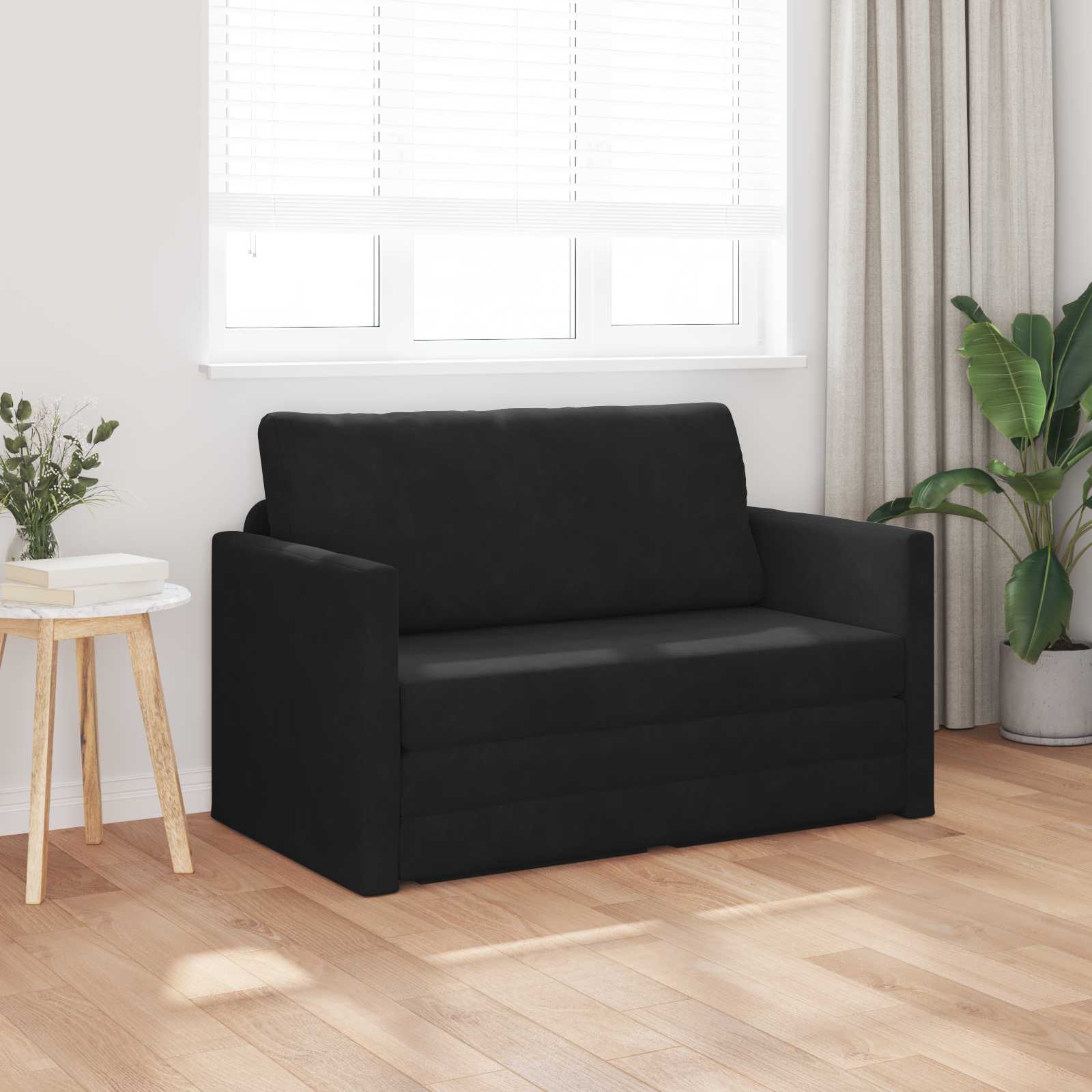Sammenleggbar Sofa Seng Svart 124 X 71 X 78 Cm Fløyel