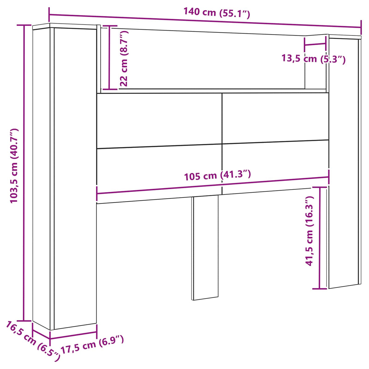 Hodegavlskap Med Led Artisan Eik 140 X 16,5 X 103,5 Cm