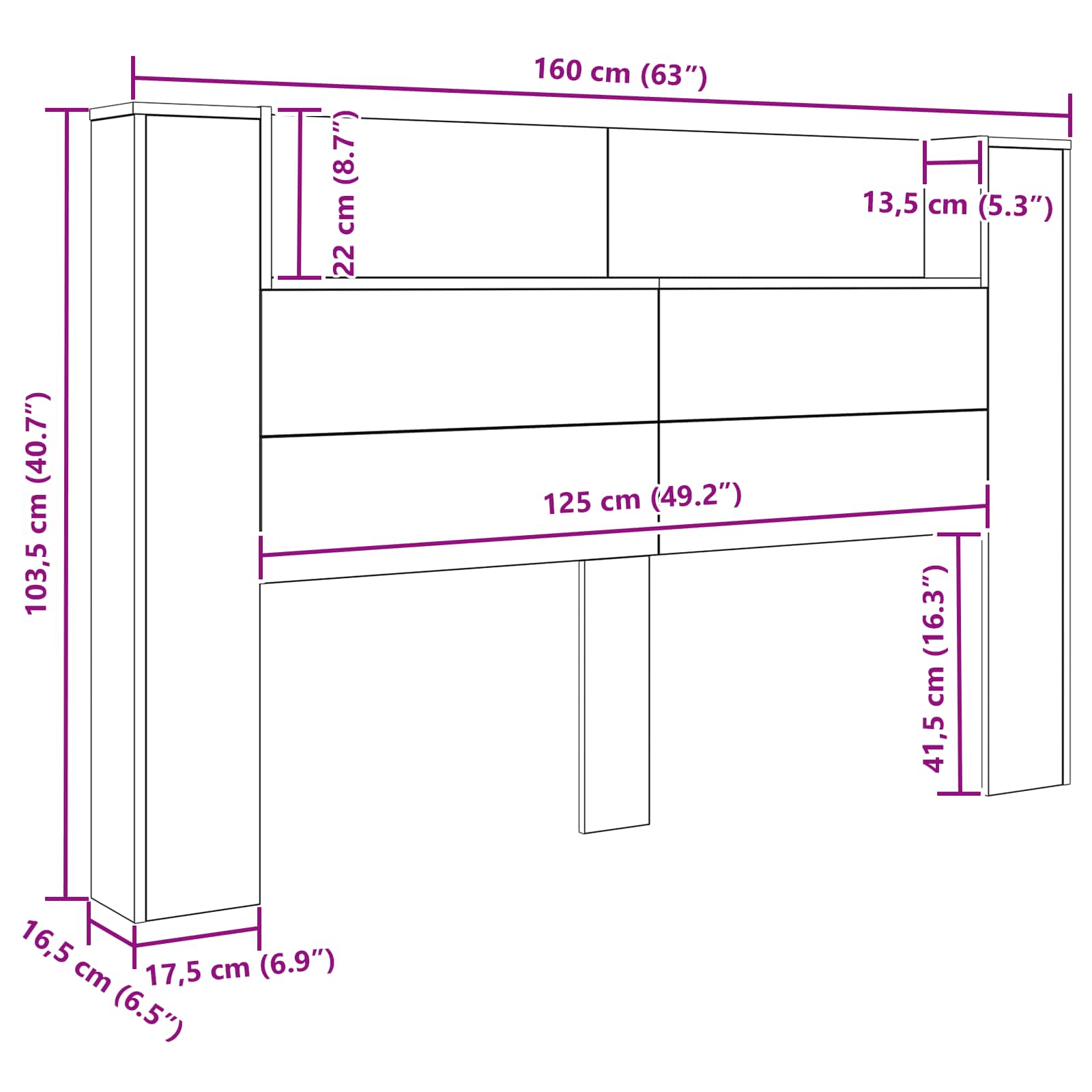 Hodegavlskap Med Led Artisan Eik 160 X 16,5 X 103,5 Cm