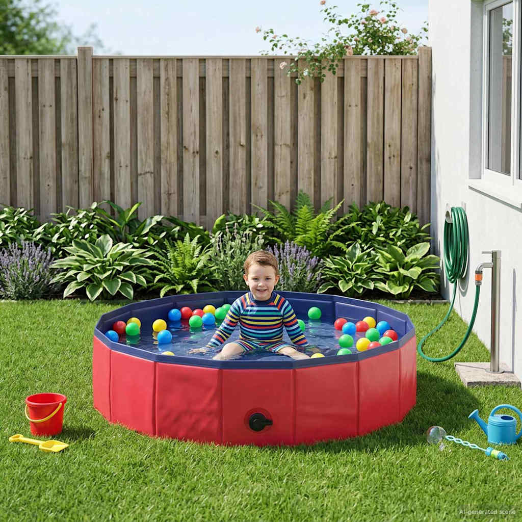 Sammenleggbar Hundebasseng Rød 80 X 80 X 12 Cm Pvc