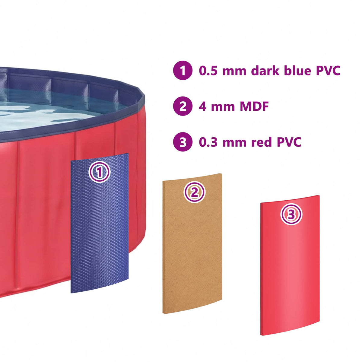 Sammenleggbar Hundebasseng Rød 80 X 80 X 12 Cm Pvc