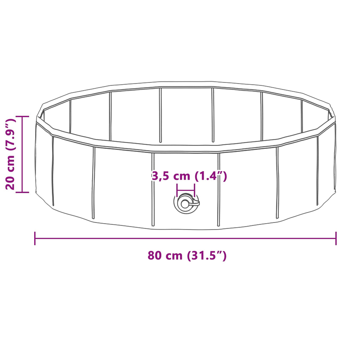 Sammenleggbar Hundebasseng Rød 80 X 80 X 12 Cm Pvc