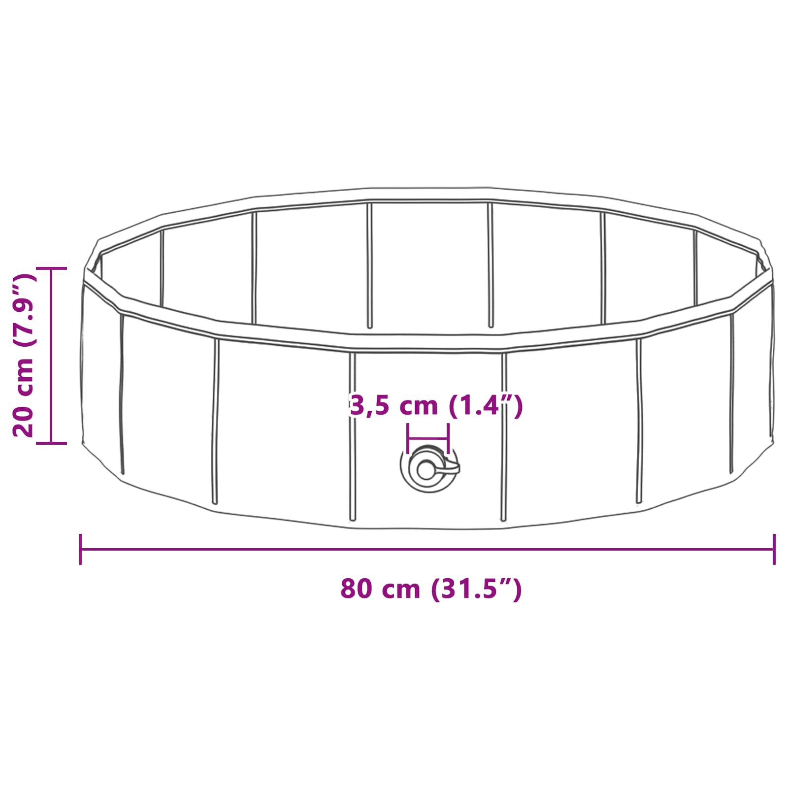 Sammenleggbar Hundebasseng Blå 80 X 80 X 12 Cm Pvc
