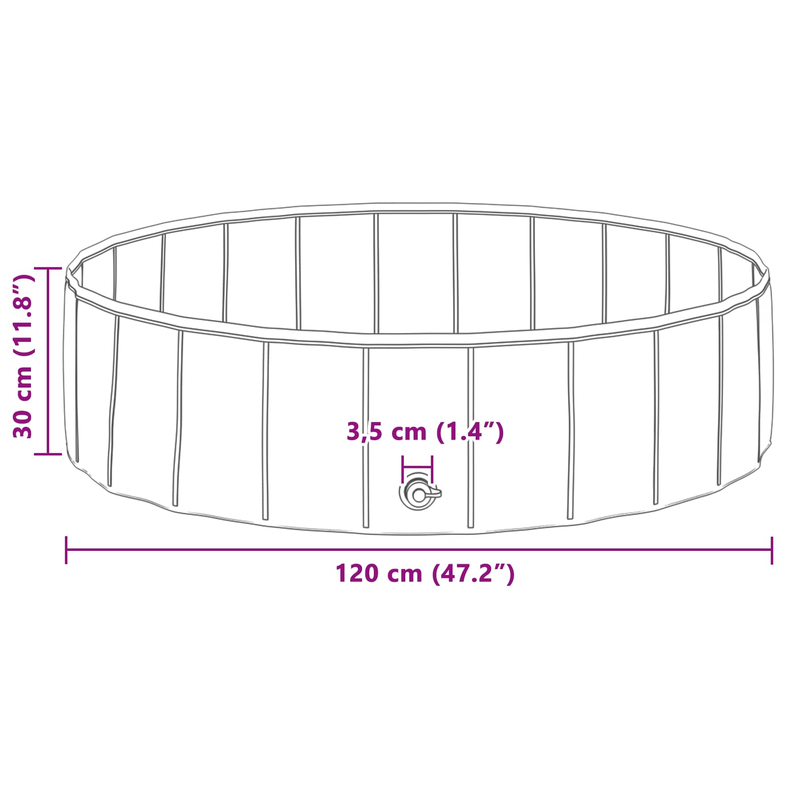 Sammenleggbar Hundebasseng Blå 120 X 120 X 30 Cm Pvc