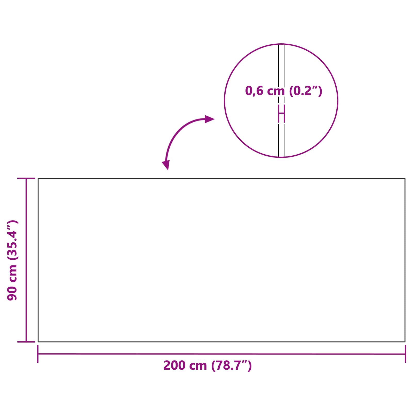 Sportsbeskyttelsesmatte Svart 200 X 90 X 0,6 Cm