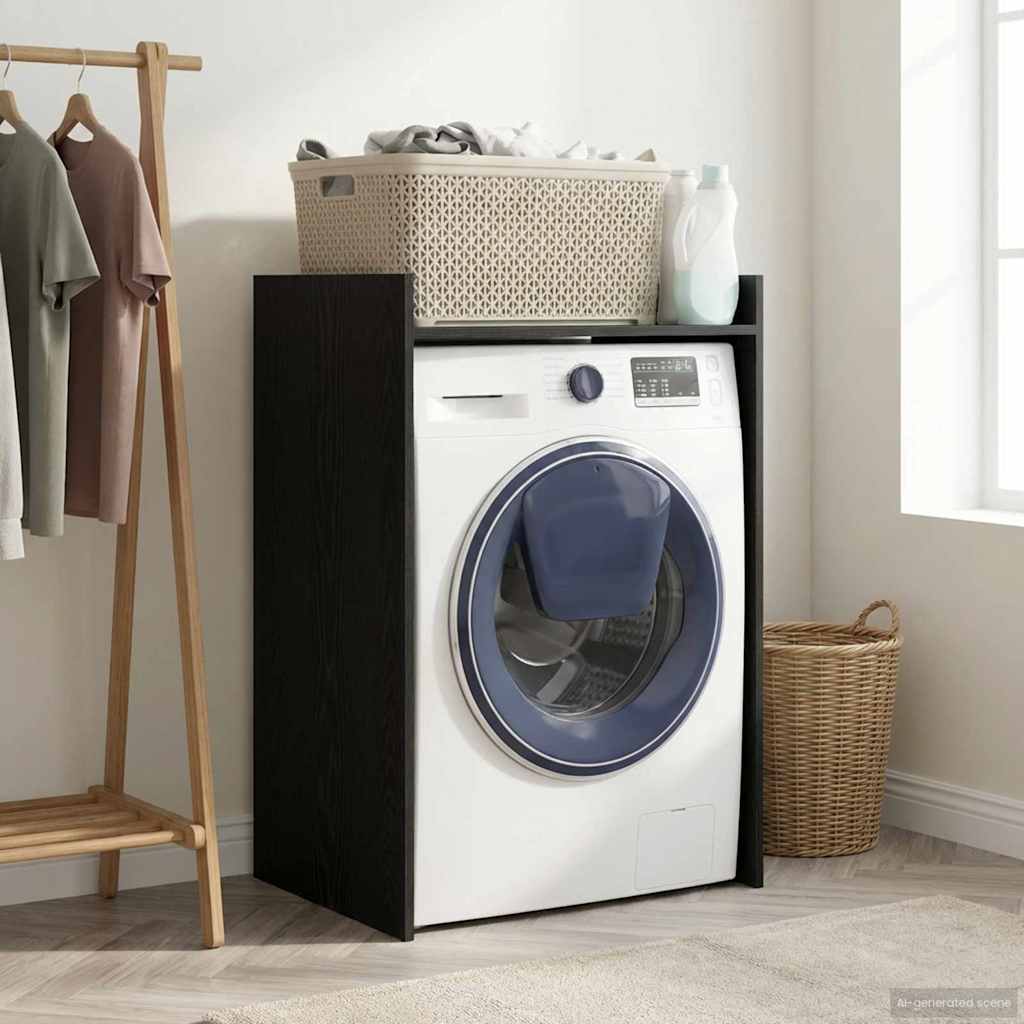 Vaskemaskin Skap Svart Eik 67,5 X 48 X 97 Cm Konstruert Tre