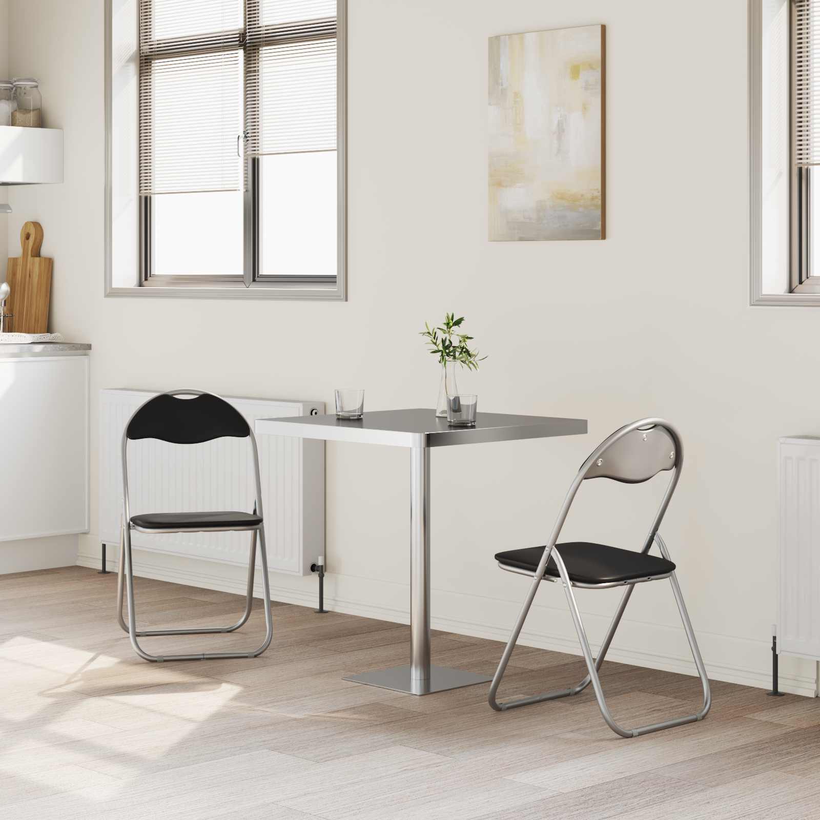 Sammenleggbart Stol 2 Pcs Svart Og Grå 48 X 43,5 X 81 Cm