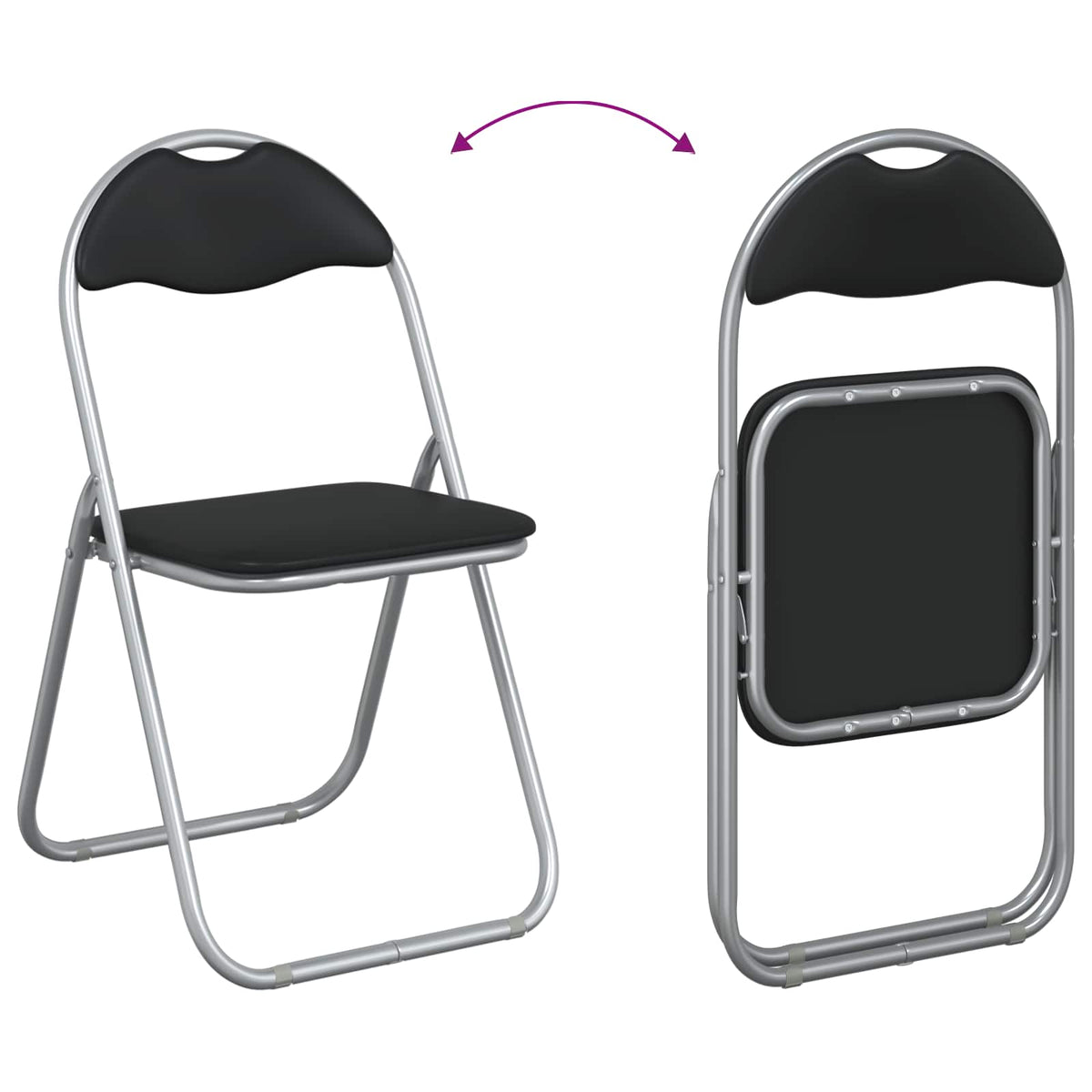 Sammenleggbart Stol 2 Pcs Svart Og Grå 48 X 43,5 X 81 Cm