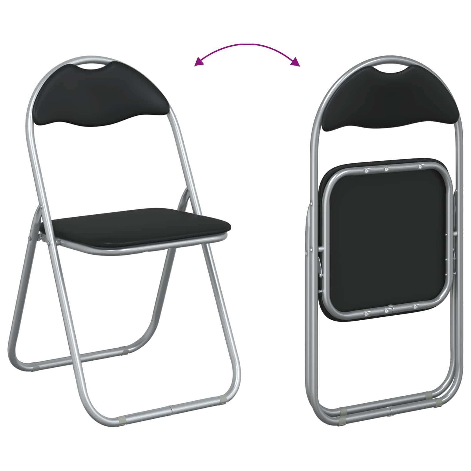 Sammenleggbart Stol 2 Pcs Svart Og Grå 48 X 43,5 X 81 Cm
