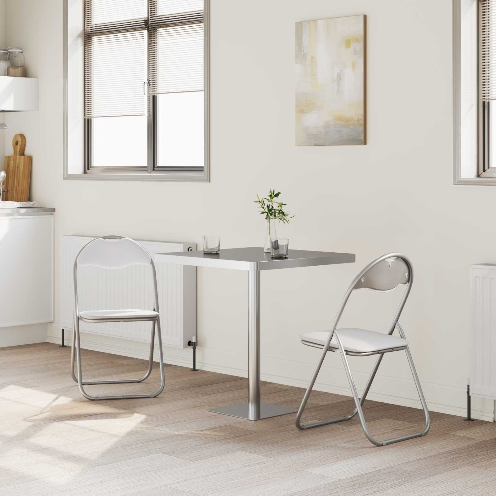 Sammenleggbart Stol 2 Pcs Hvit Og Grå 48 X 43,5 X 81 Cm