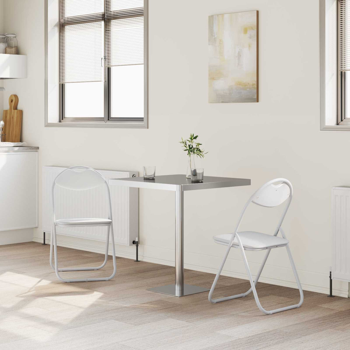 Sammenleggbart Stol 2 Pcs Hvit 48 X 43,5 X 81 Cm Kunstlær