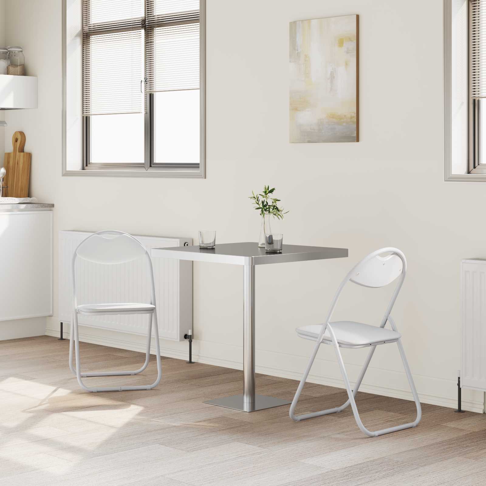 Sammenleggbart Stol 2 Pcs Hvit 48 X 43,5 X 81 Cm Kunstlær