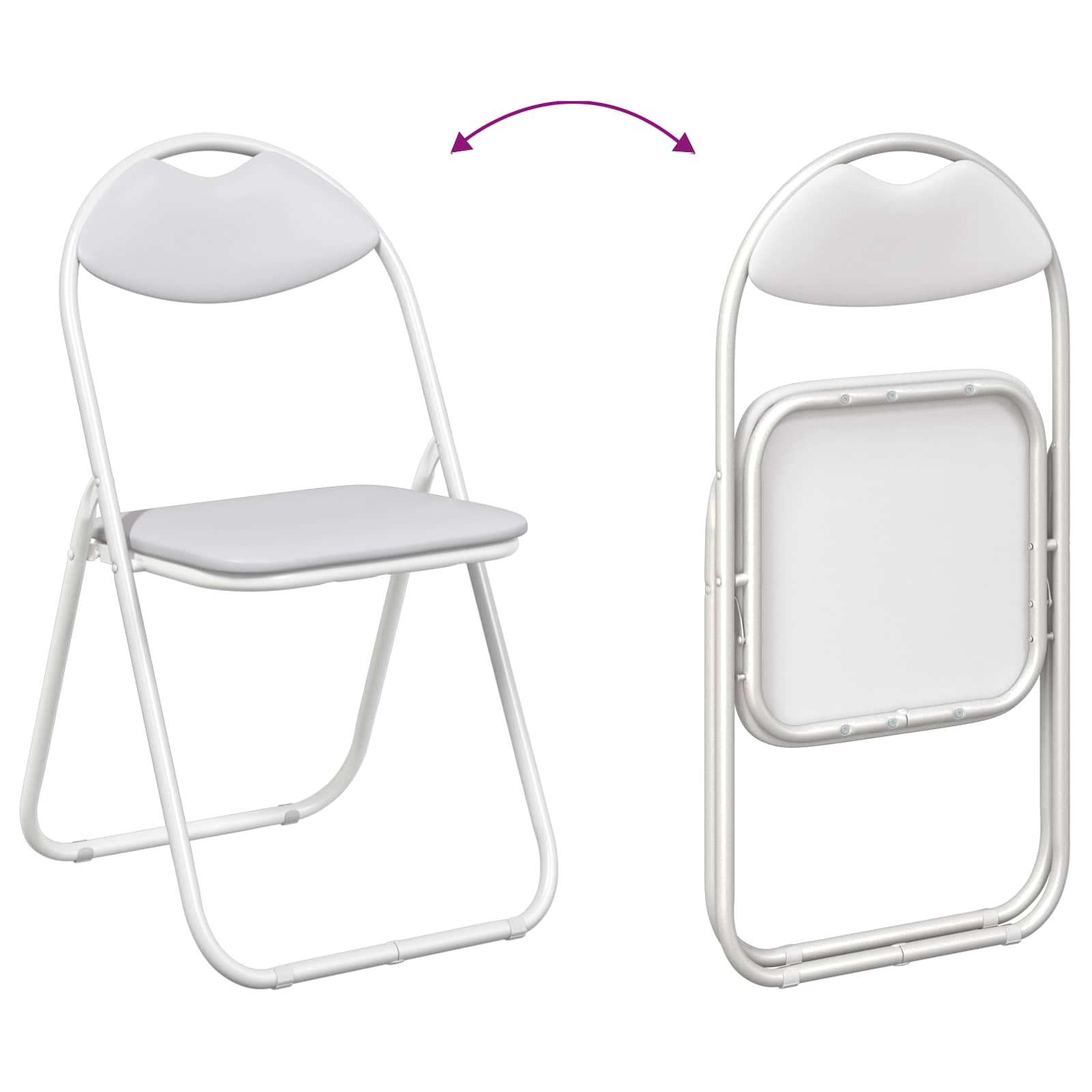 Sammenleggbart Stol 2 Pcs Hvit 48 X 43,5 X 81 Cm Kunstlær