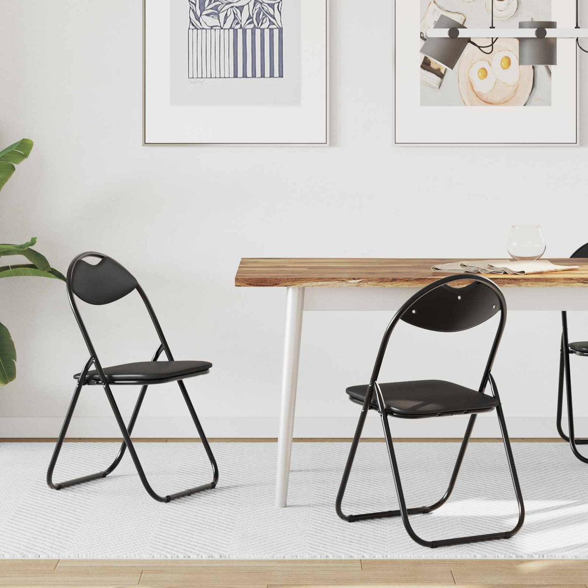 Sammenleggbart Stol 2 Pcs Svart 48 X 43,5 X 81 Cm Kunstlær