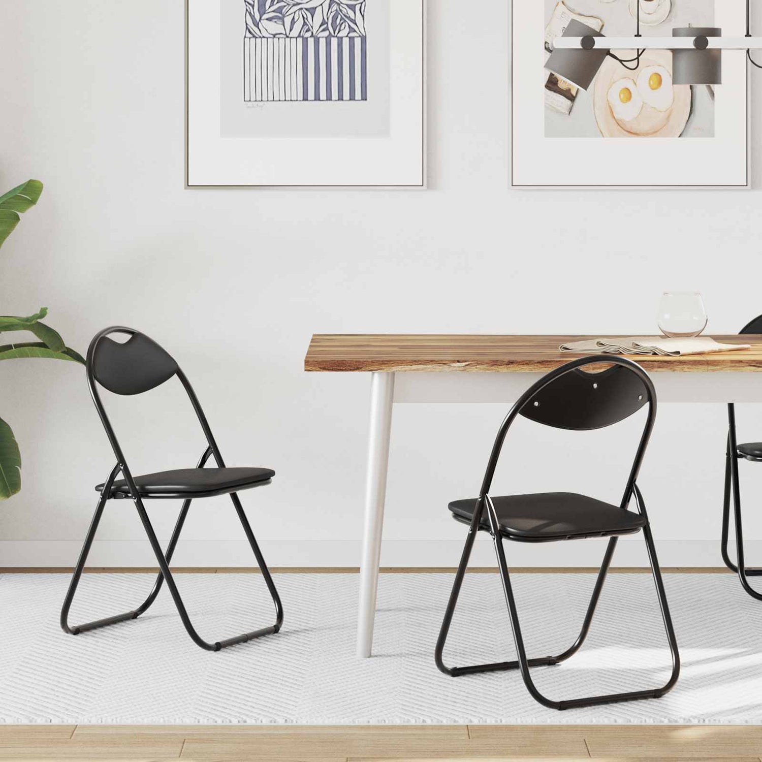 Sammenleggbart Stol 2 Pcs Svart 48 X 43,5 X 81 Cm Kunstlær