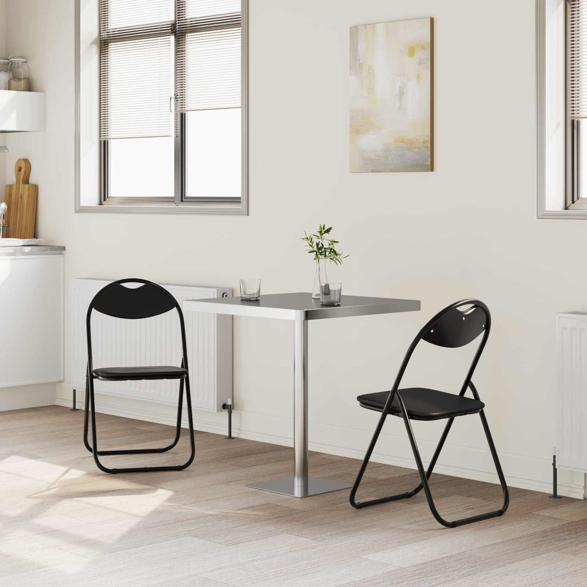 Sammenleggbart Stol 2 Pcs Svart 48 X 43,5 X 81 Cm Kunstlær