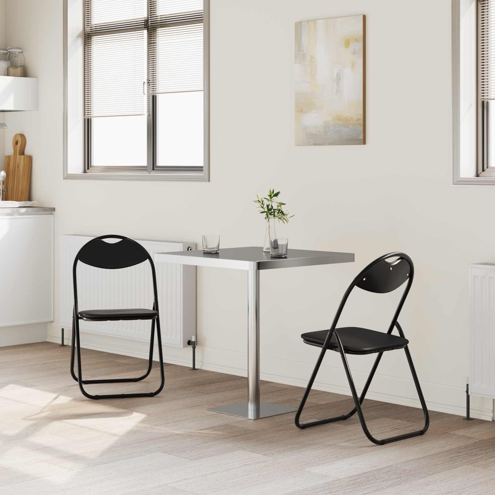 Sammenleggbart Stol 2 Pcs Svart 48 X 43,5 X 81 Cm Kunstlær