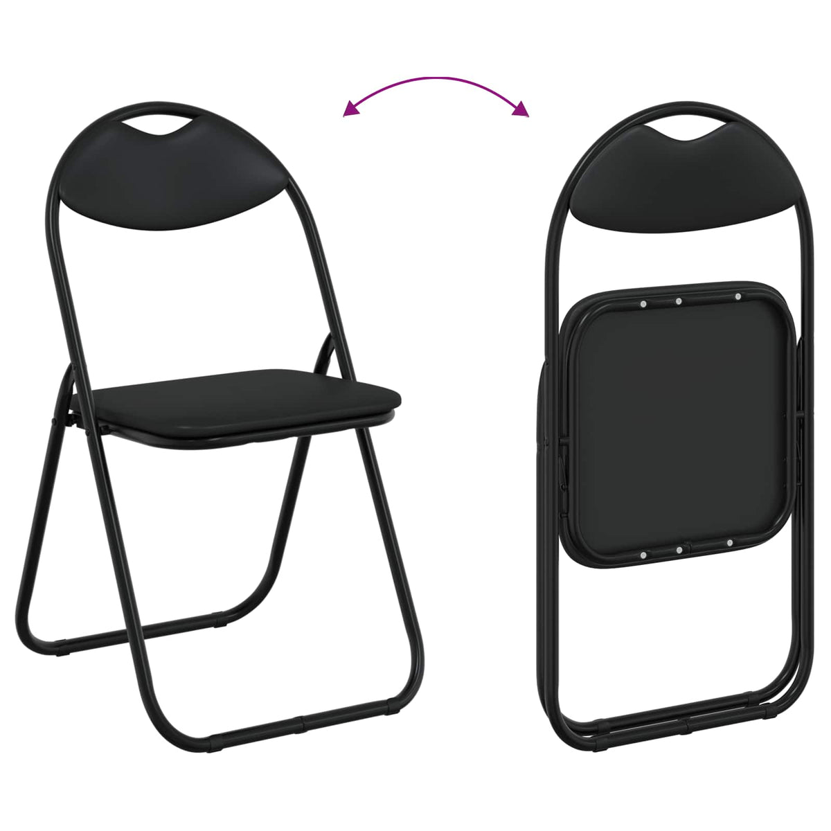 Sammenleggbart Stol 2 Pcs Svart 48 X 43,5 X 81 Cm Kunstlær