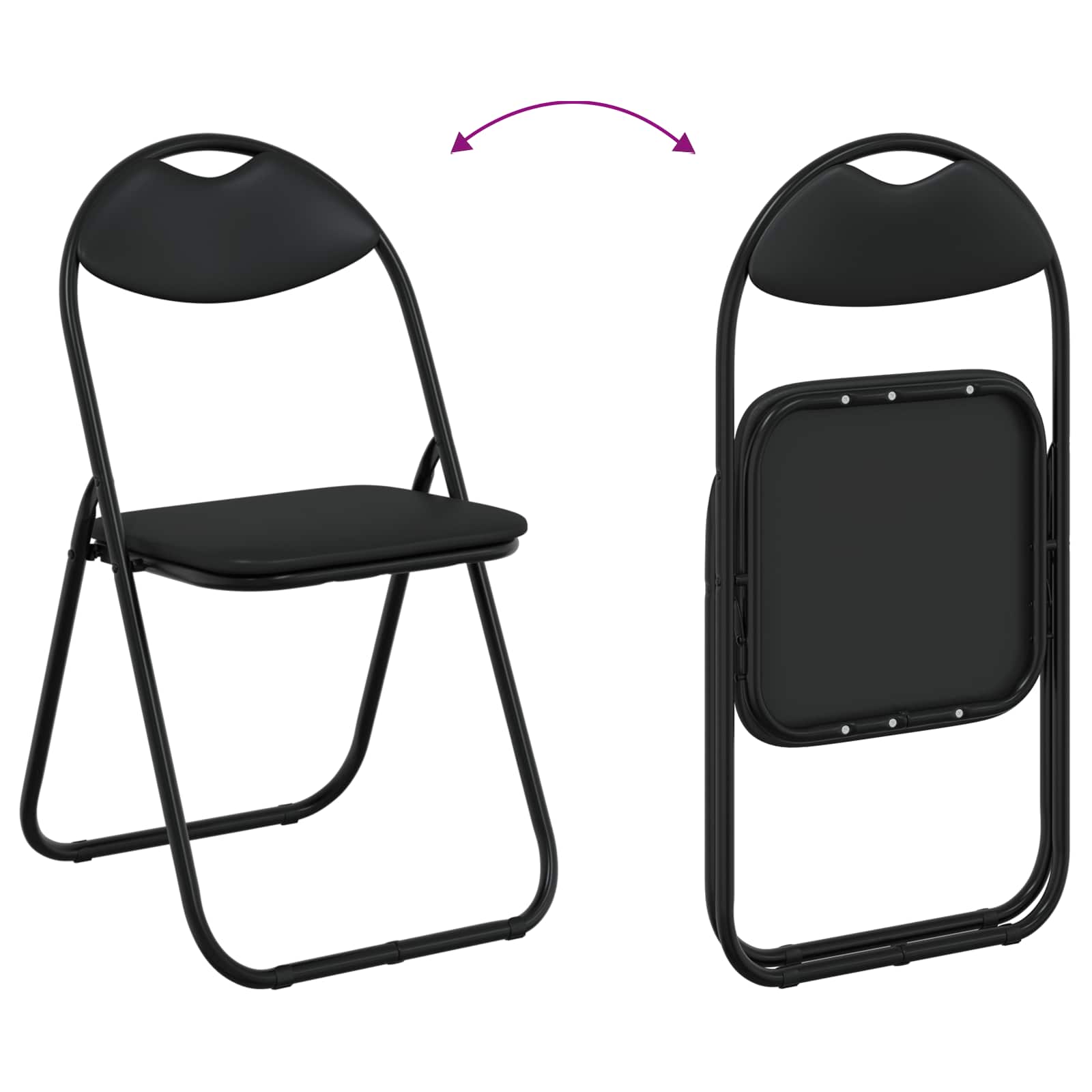 Sammenleggbart Stol 2 Pcs Svart 48 X 43,5 X 81 Cm Kunstlær