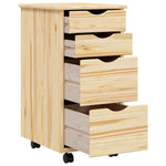 Rullende Skap Med Skrivebord Moss Klar Lakk 34 X 39 X 65,5 Cm