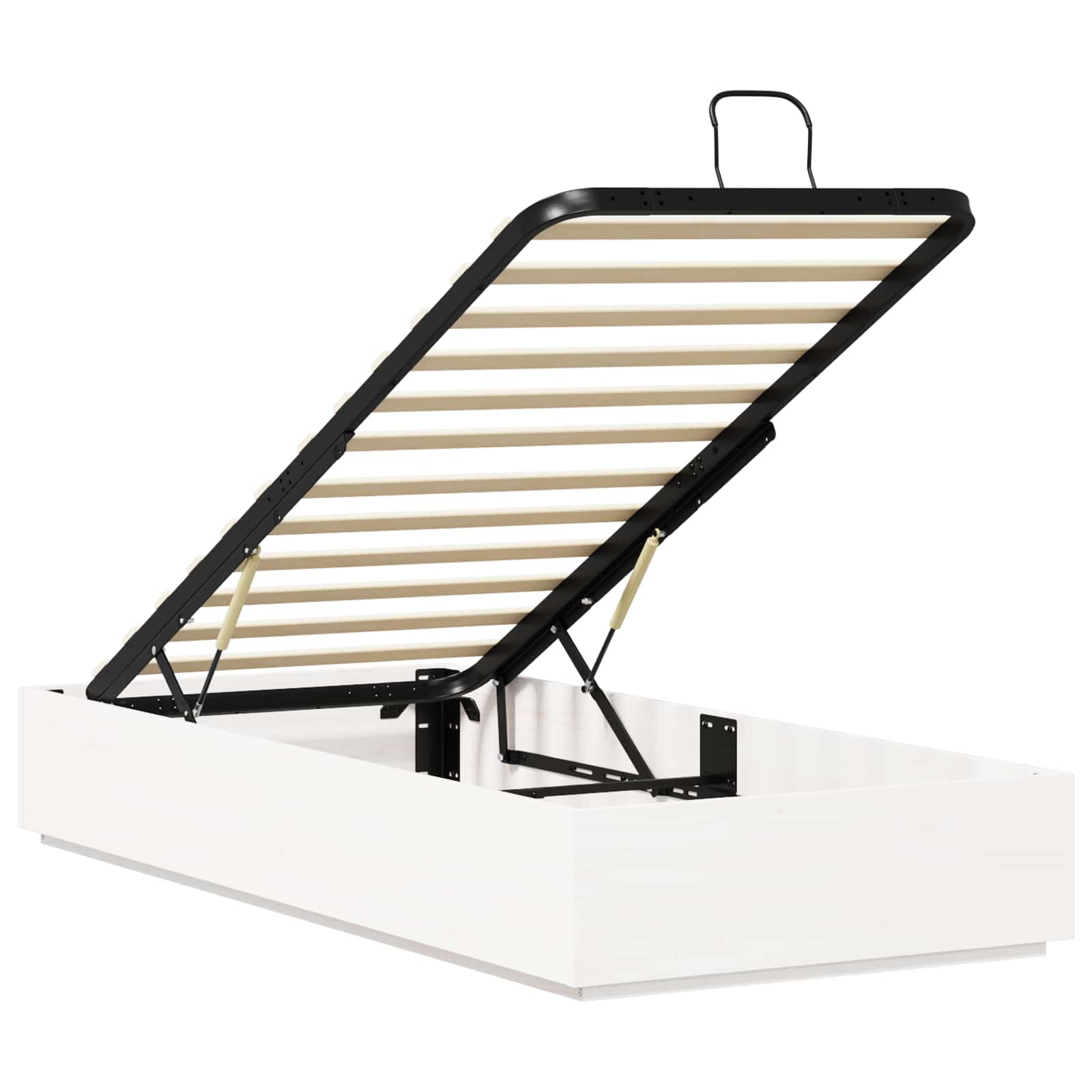 Ottoman Sengeramme Med Lagring Hvit 80 X 200 Cm Massiv Furu