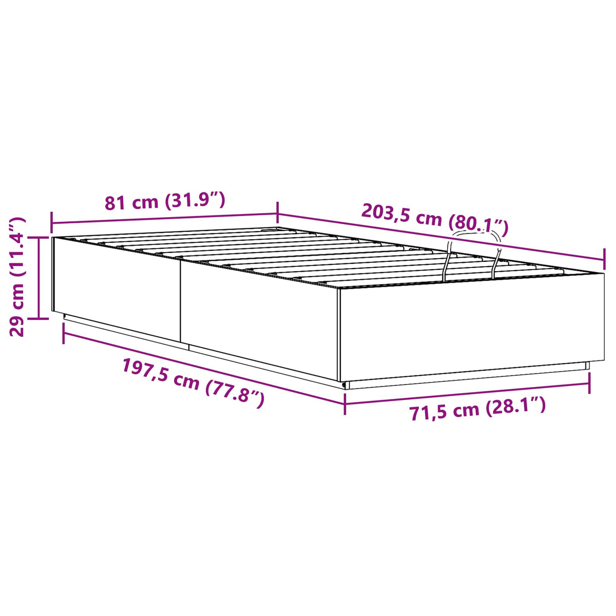 Ottoman Sengeramme Med Lagring Hvit 80 X 200 Cm Massiv Furu