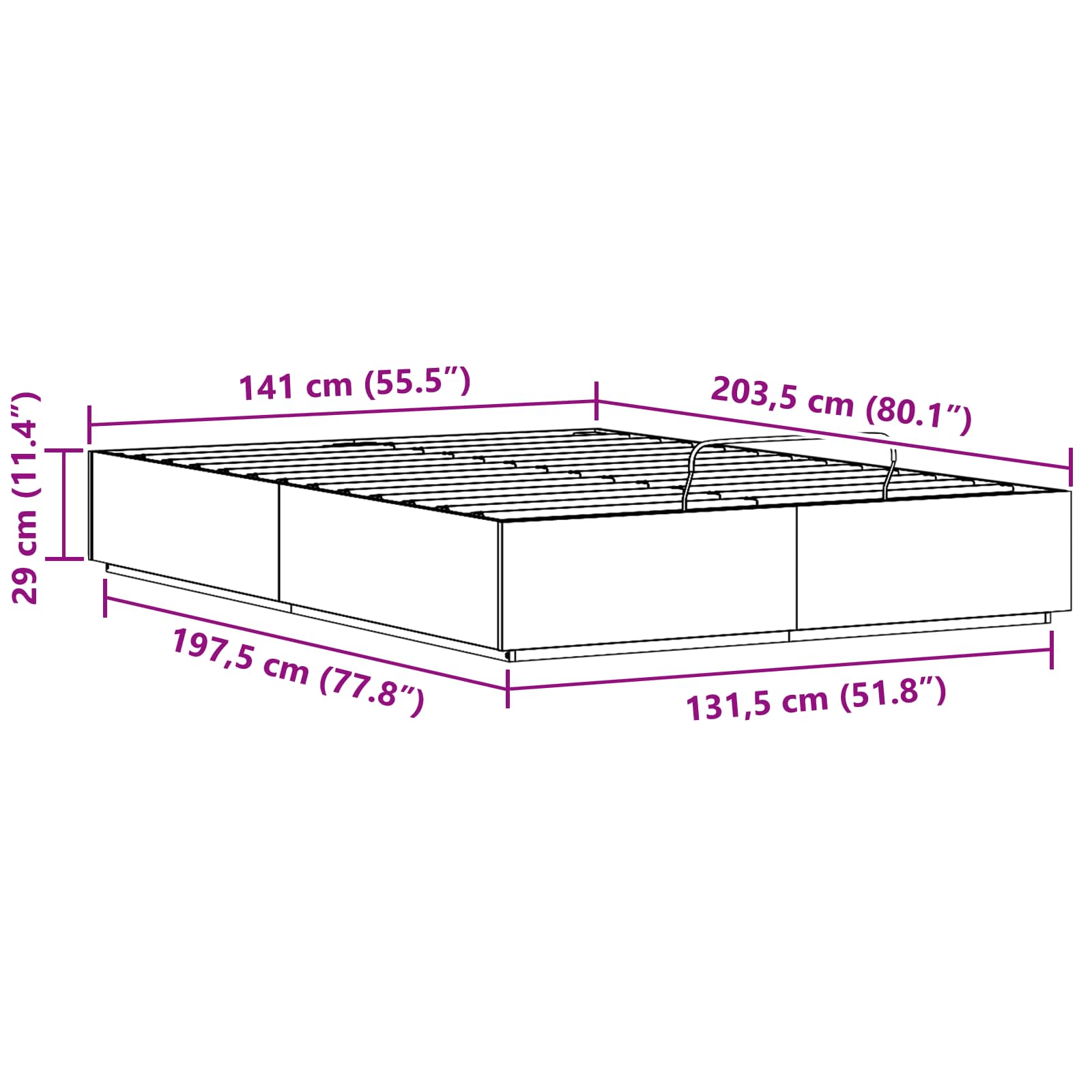 Ottoman Sengeramme Naturlig 140 X 200 Cm Massiv Furu