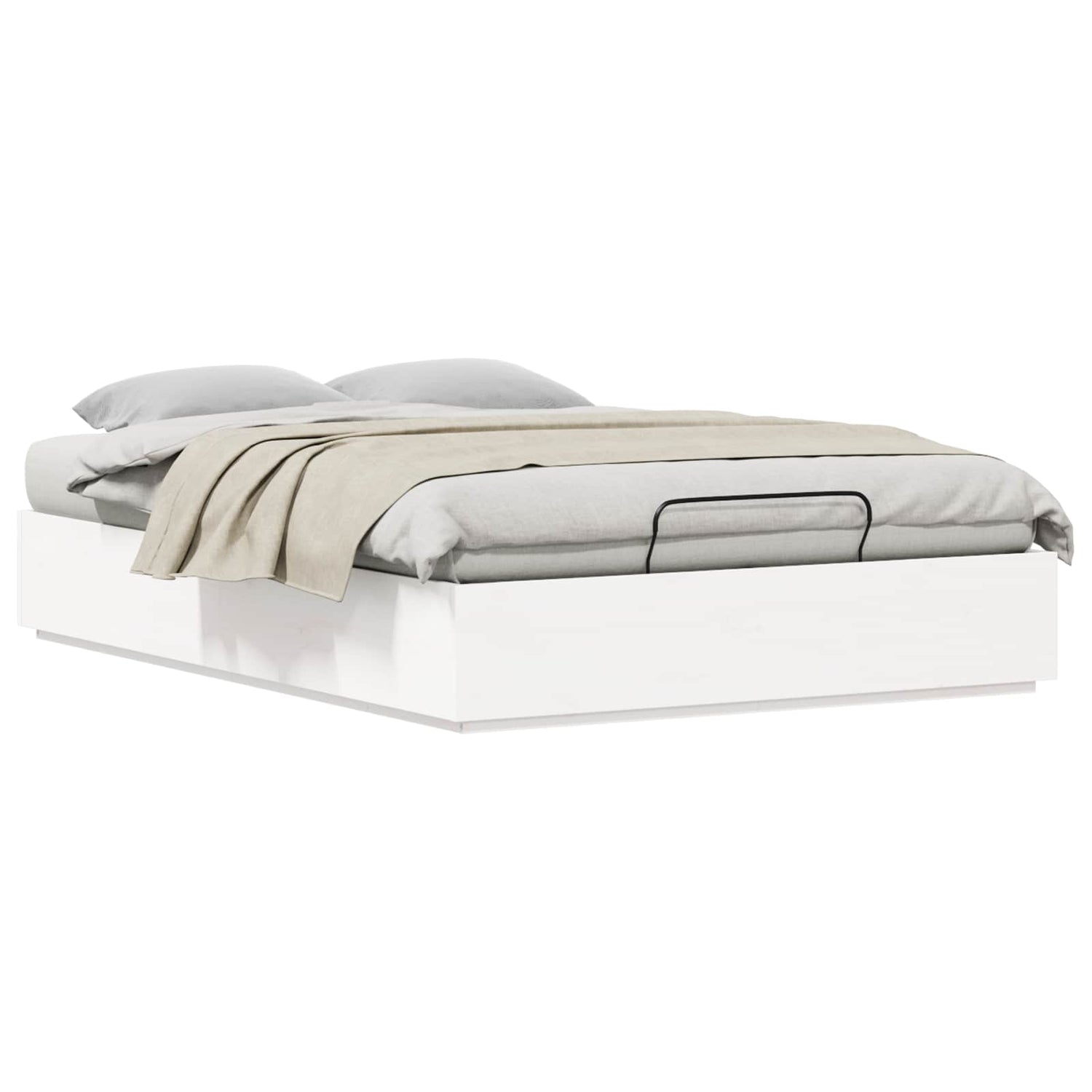 Ottoman Sengeramme Med Lagring Hvit 140 X 200 Cm Massiv Furu
