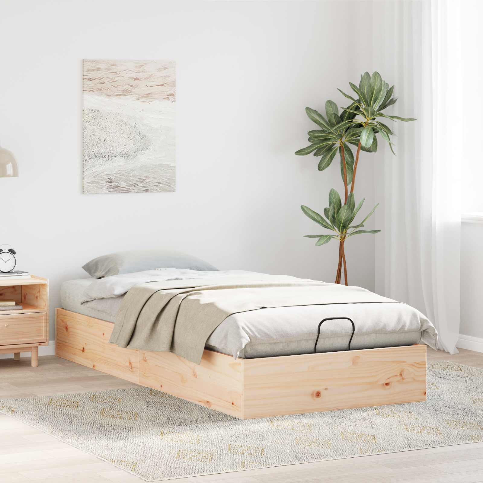 Ottoman Seng Ramme Med Oppbevaring 2 Pcs Naturlig 70 X 190 Cm