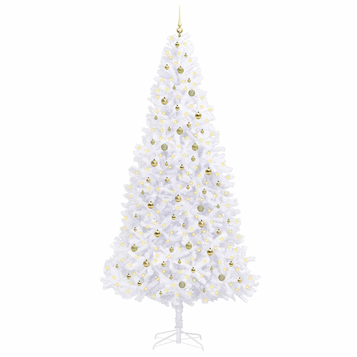 Kunstig Juletre Med 300 Led Med Stativ Hvit 300 Cm Pvc Og Stål