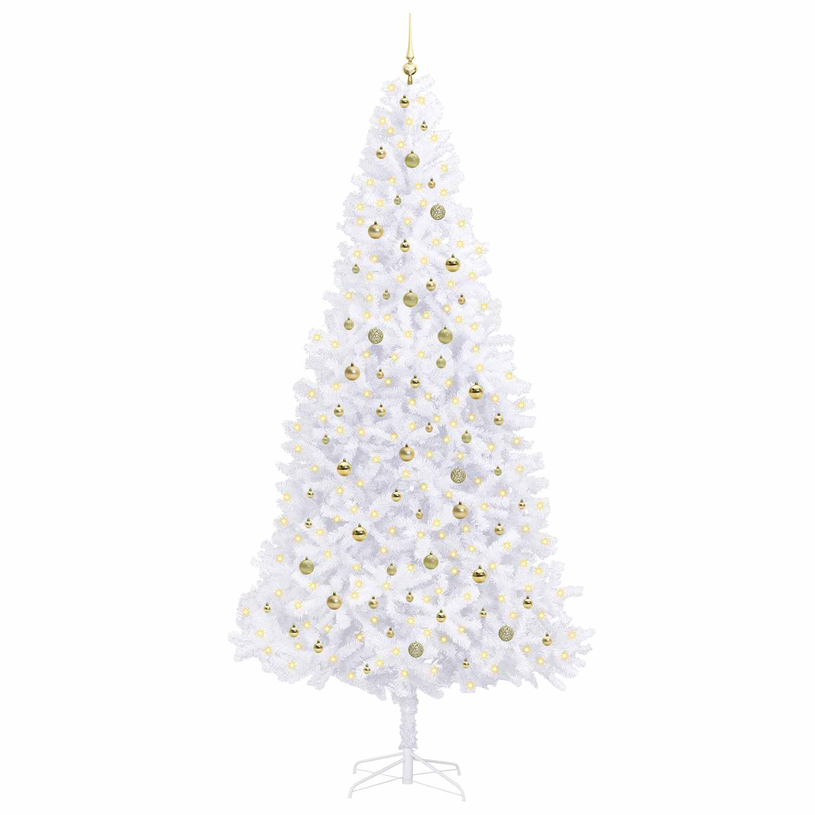 Kunstig Juletre Med 300 Led Med Stativ Hvit 300 Cm Pvc Og Stål