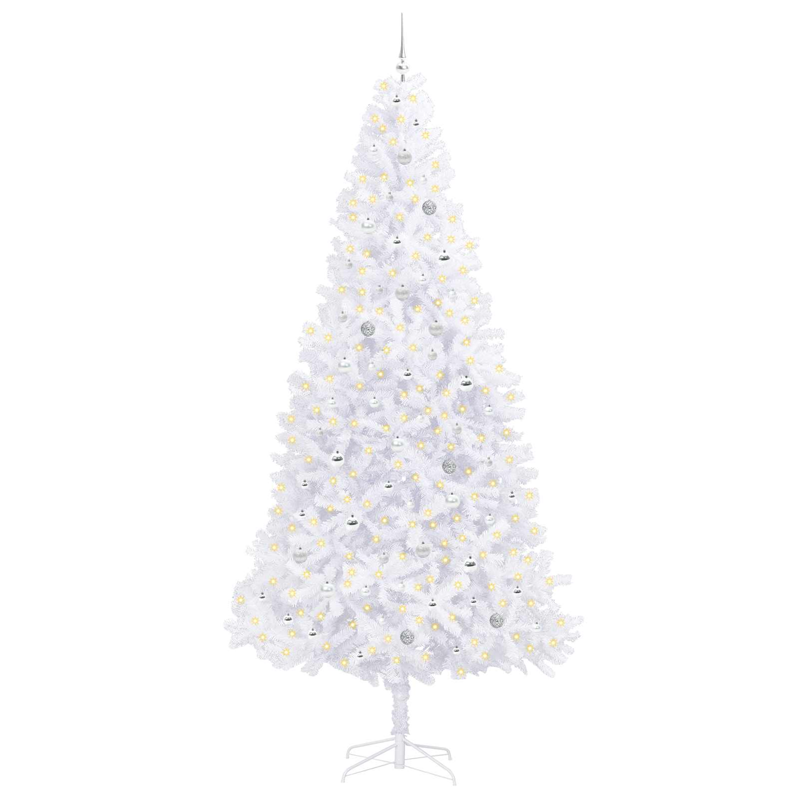 Kunstig Juletre Med 300 Led Med Stativ Hvit 300 Cm Pvc Og Stål