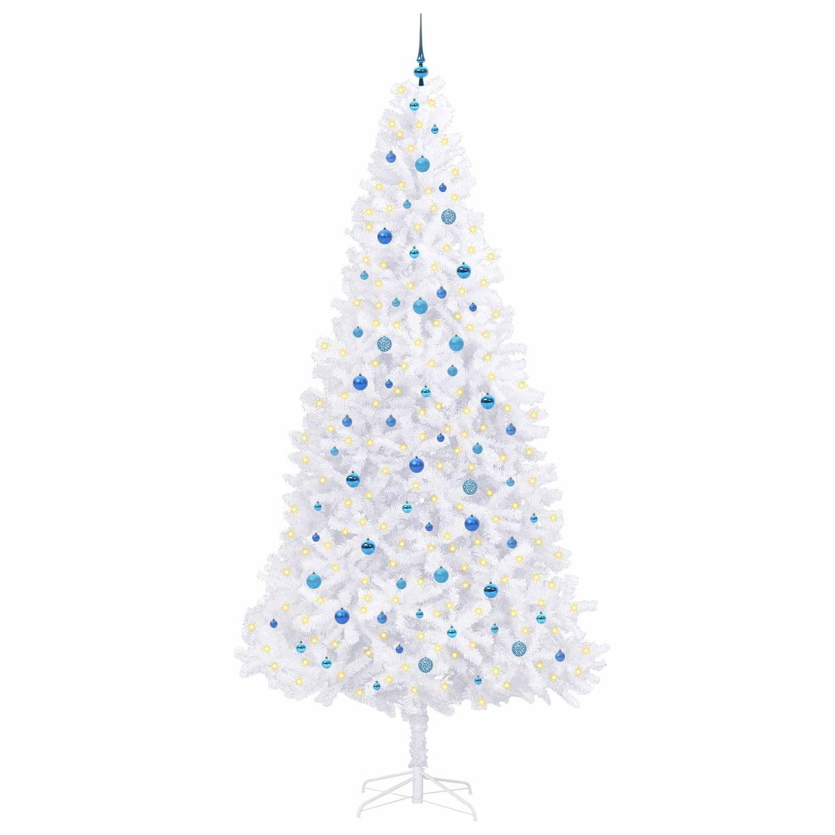Kunstig Juletre Med 300 Led Med Stativ Hvit 300 Cm Pvc Og Stål