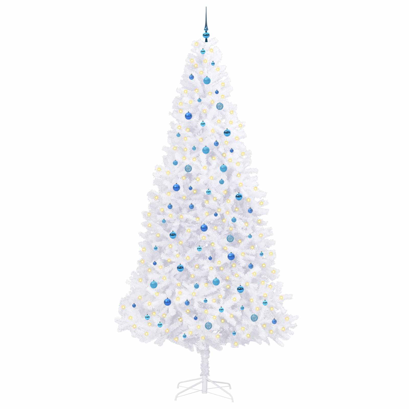 Kunstig Juletre Med 300 Led Med Stativ Hvit 300 Cm Pvc Og Stål