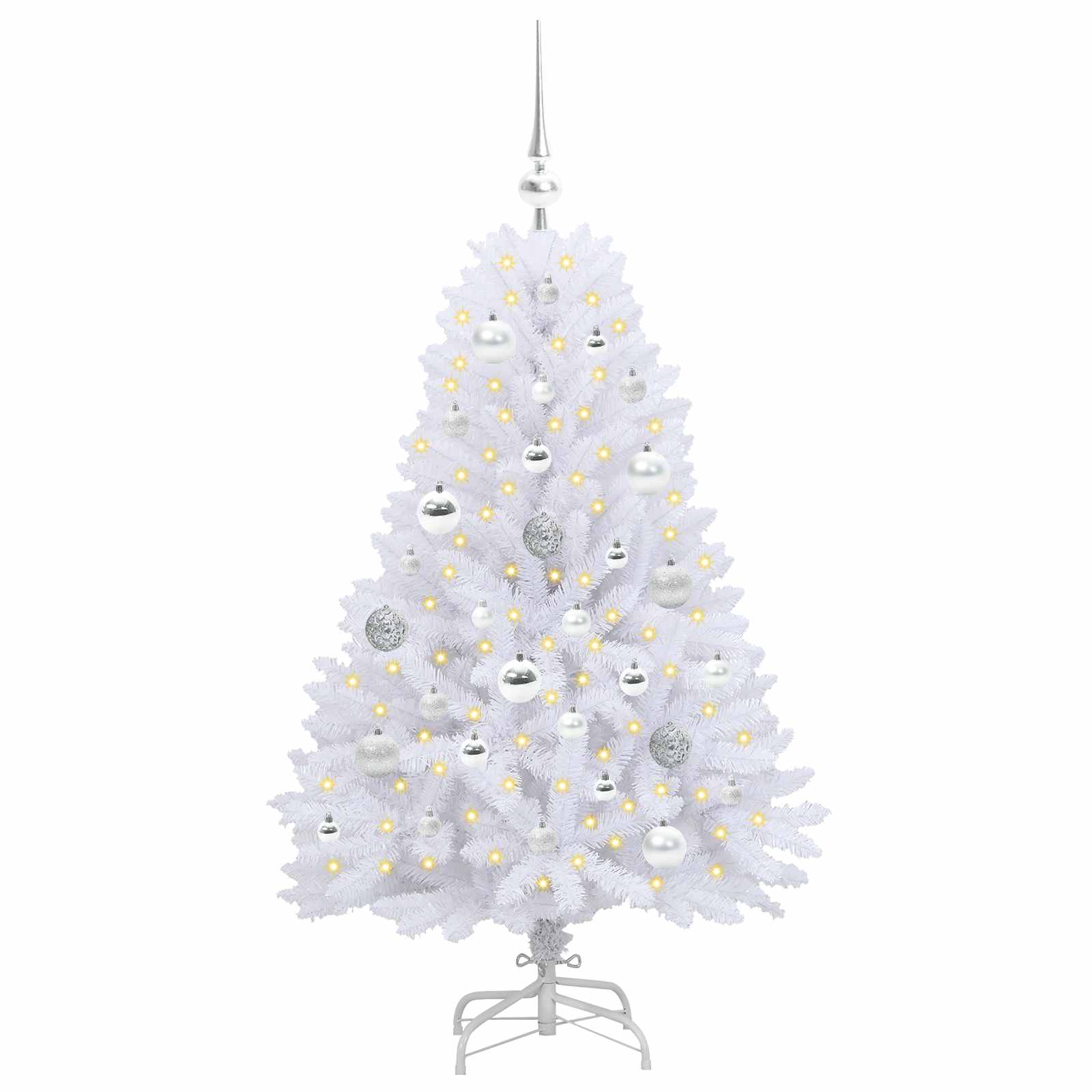 Kunstig Sammensatt Juletre Med 150 Led Hvit 120 Cm Pvc Og Stål