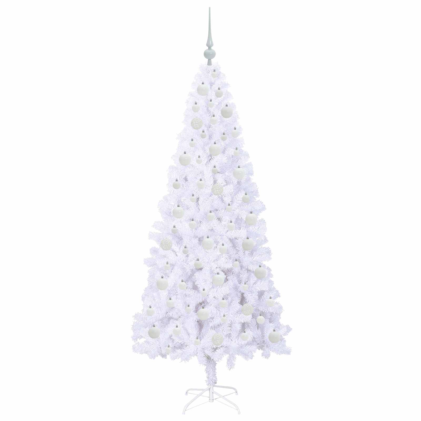 Kunstig Juletre Med 300 Led Med Stativ Hvit 180 Cm Pvc Og Stål