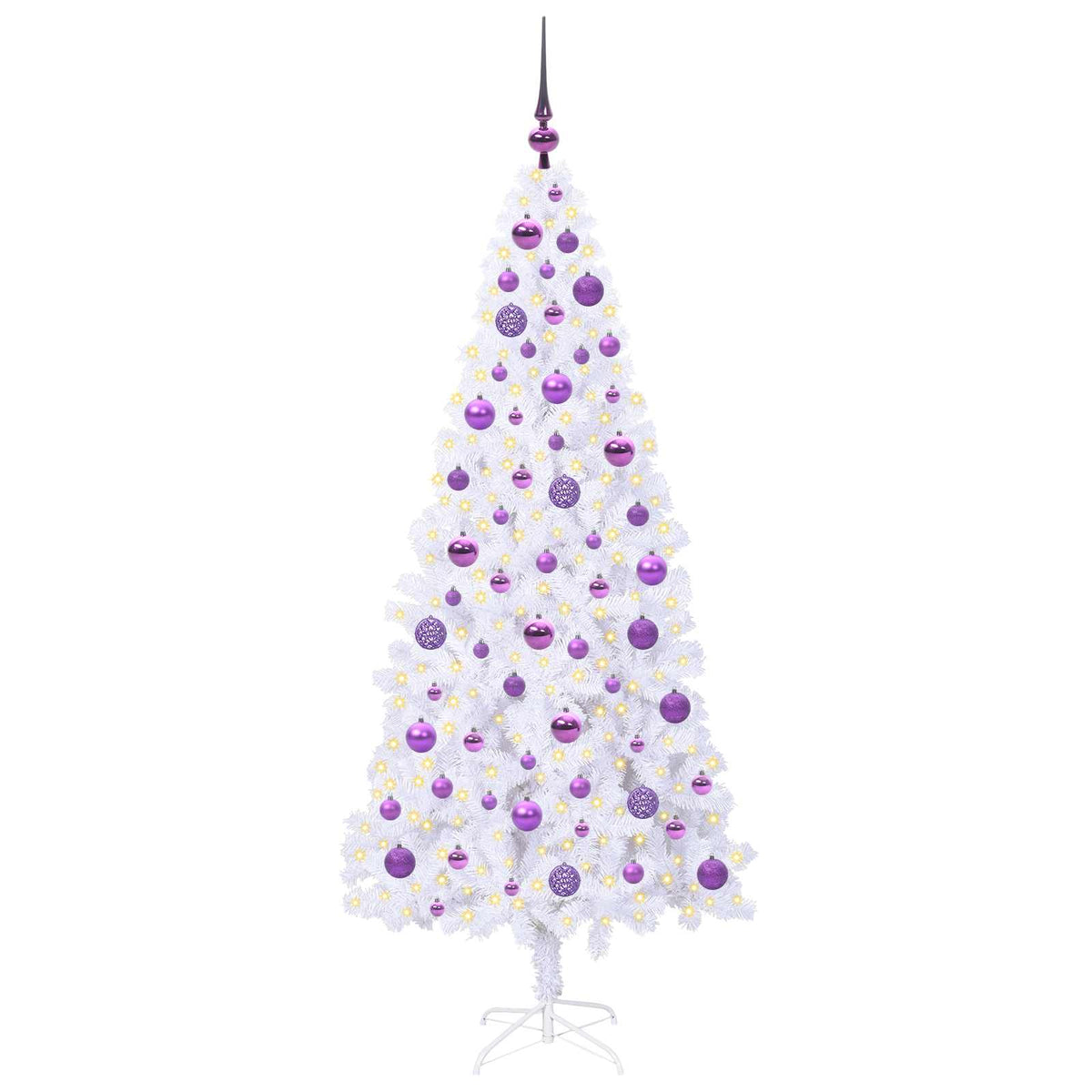 Kunstig Juletre Med 300 Led Med Stativ Hvit 180 Cm Pvc Og Stål