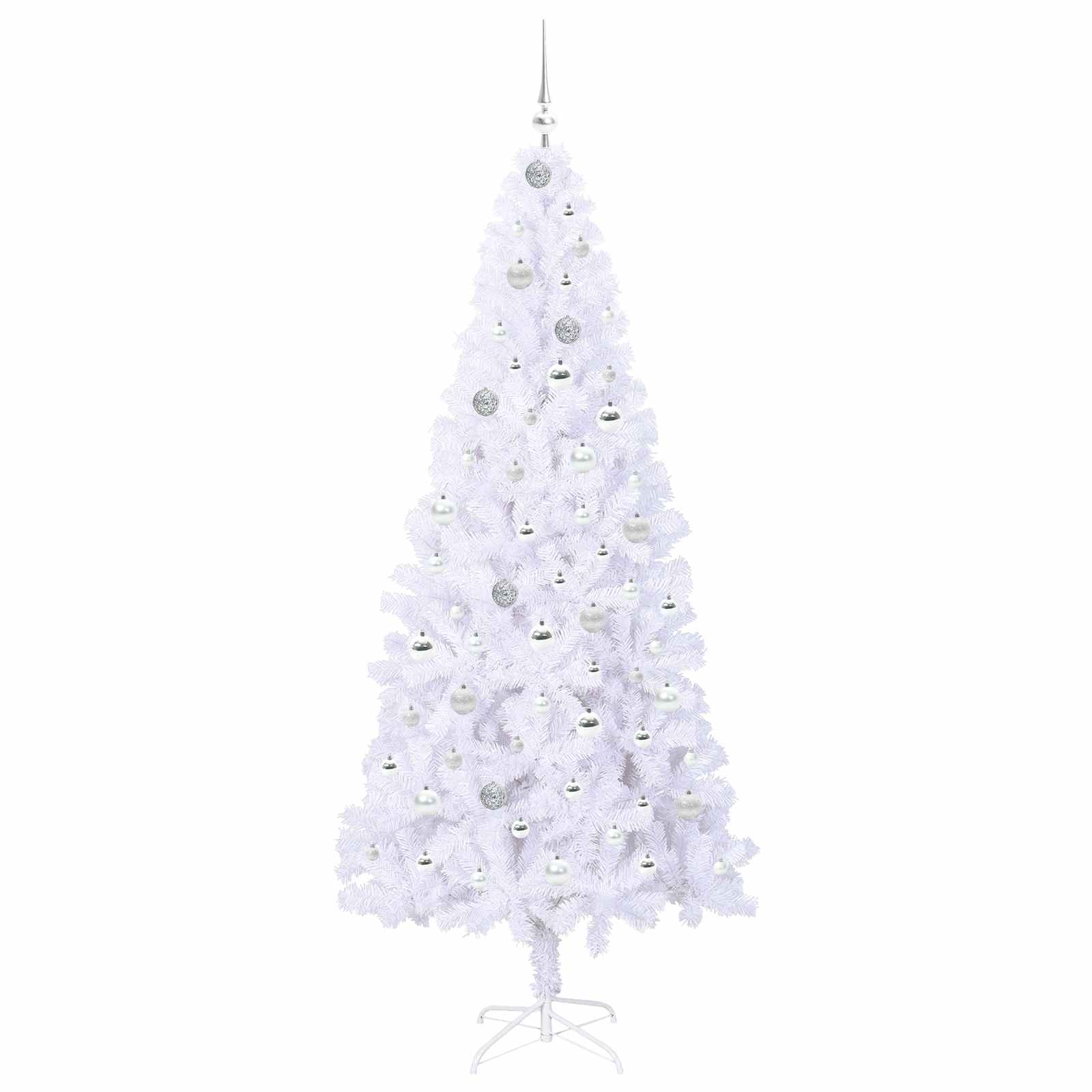 Kunstig Juletre Med 300 Led Med Stativ Hvit 210 Cm Pvc Og Stål